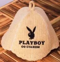 Шапка для бани из натуральной шерсти мужская Playboy со стажем